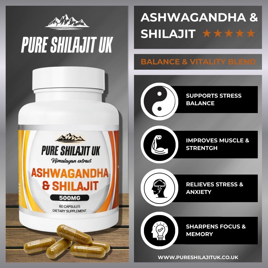 Shilajit Resin 60g + Ashwagandha & Shilajit Capsules 120 | Testosterone & Energy Bundle