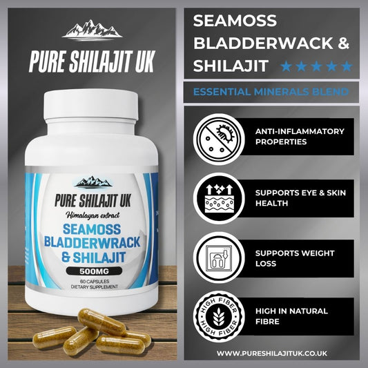 PURE SHILAJIT UK EXTRACT CAPSULES - SEAMOSS BLADDERWRACK & SHILAJIT