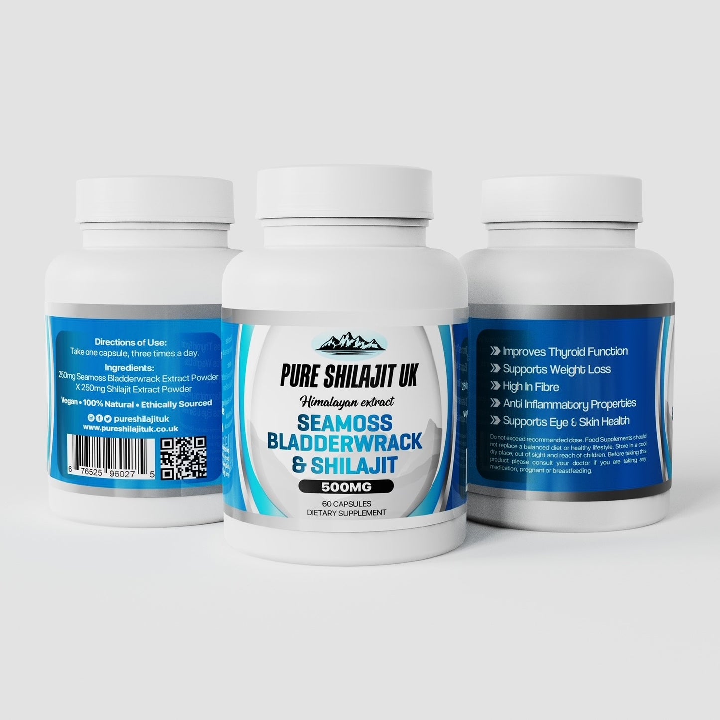 Pure Shilajit UK Seamoss Bladderwrack & Shilajit Extract Capsules - Premium Ayurvedic Supplement for Stress Relief, Energy Boost, and Wellness Support - Organic and Vegan Capsules