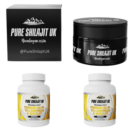 Pure Shilajit UK Tongkat Ali & Yellow Maca & Shilajit Extract Capsules - Premium Ayurvedic Supplement for Stress Relief, Energy Boost, and Wellness Support - Organic and Vegan Capsules