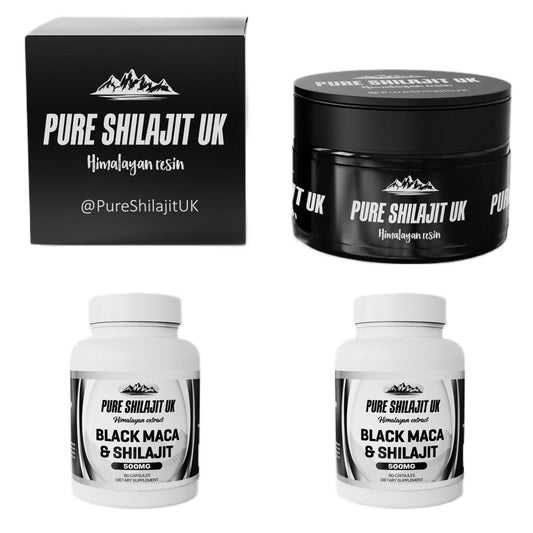 Pure Shilajit UK Black Maca & Shilajit Extract Capsules - Premium Ayurvedic Supplement for Stress Relief, Energy Boost, and Wellness Support - Organic and Vegan Capsules