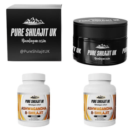 Pure Shilajit UK Ashwagandha & Shilajit Extract Capsules - Premium Ayurvedic Supplement for Stress Relief, Energy Boost, and Wellness Support - Organic and Vegan Capsules