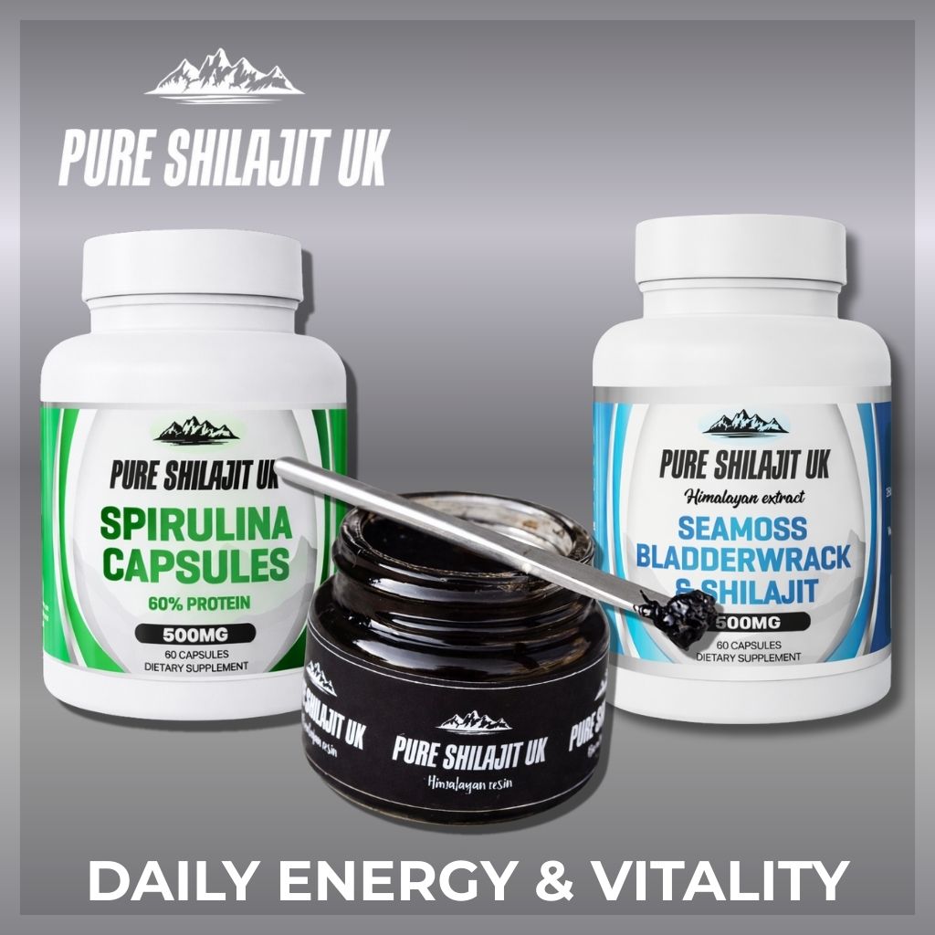 Daily Energy & Vitality Stack | Shilajit, Sea Moss & Spirulina | Stimulant-Free Energy