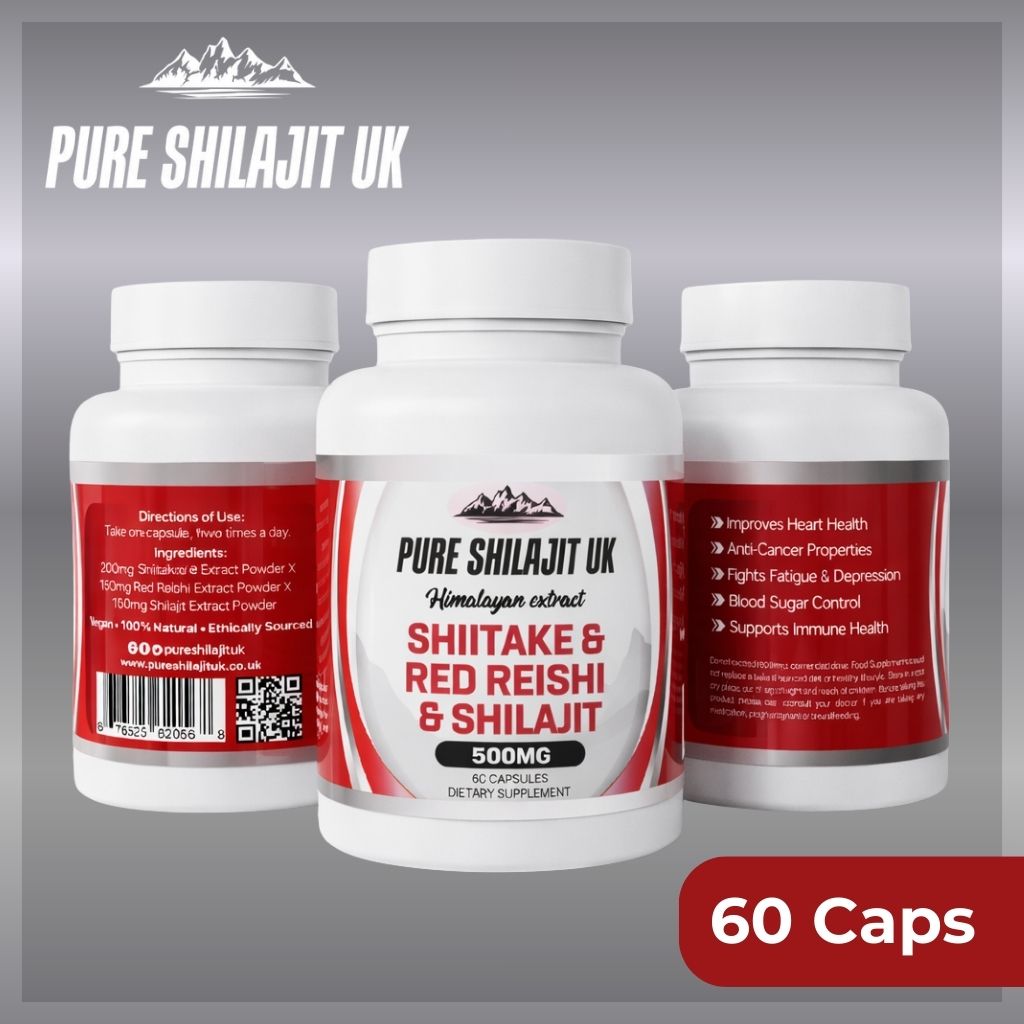PURE SHILAJIT UK EXTRACT CAPSULES - RED REISHI & SHIITAKE & SHILAJIT
