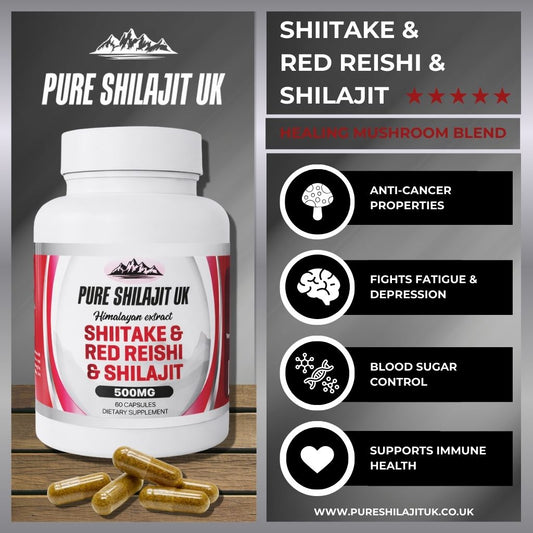 PURE SHILAJIT UK EXTRACT CAPSULES - RED REISHI & SHIITAKE & SHILAJIT
