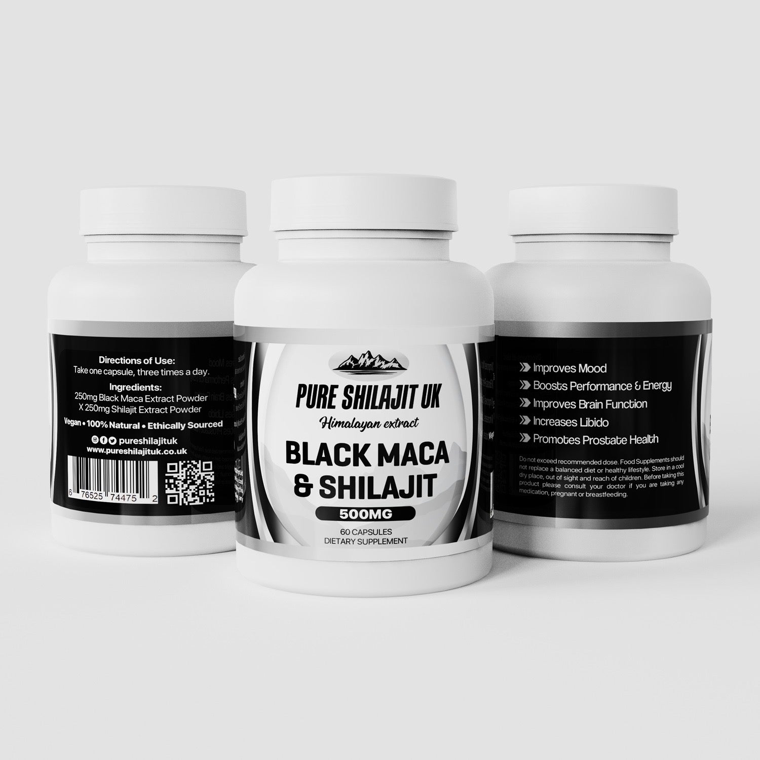 Pure Shilajit UK Black Maca & Shilajit Extract Capsules - Premium Ayurvedic Supplement for Stress Relief, Energy Boost, and Wellness Support - Organic and Vegan Capsules