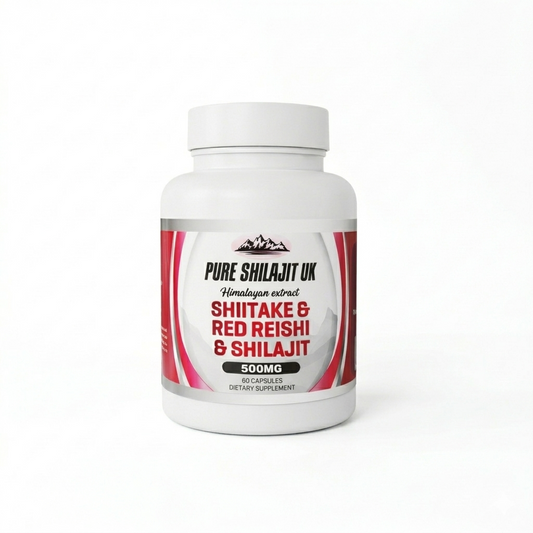 Red Reishi, Shiitake & Shilajit Capsules | Immunity, Heart Health & Longevity | 60-720 Caps