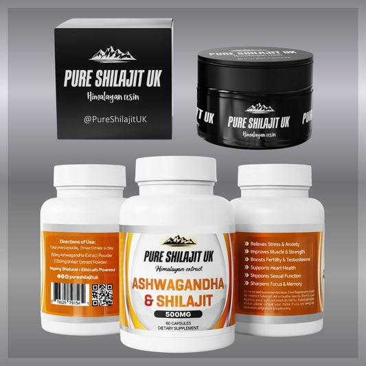 120 ASHWAGANDHA & SHILAJIT EXTRACT CAPSULES + 60G PURE SHILAJIT RESIN