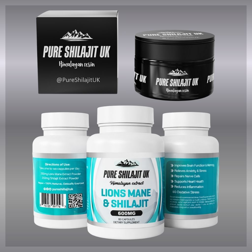 120 LIONS MANE & SHILAJIT EXTRACT CAPSULES + 60G PURE SHILAJIT RESIN