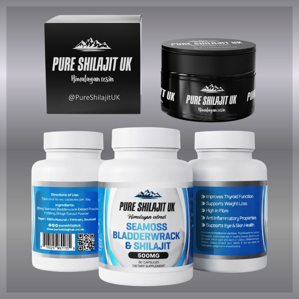 120 SEAMOSS BLADDERWRACK & SHILAJIT EXTRACT CAPSULES + 60G PURE SHILAJIT RESIN