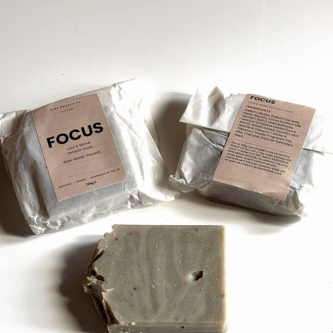 Focus shilajit soap bar, 120g, handmade in the UK