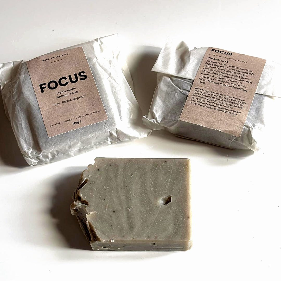 Focus shilajit soap bar, 120g, handmade in the UK